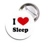 I ♥ Sleep round pinback button with red heart and black text on white
