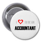 Accountant pinback button with red heart and 'To be an Accountant' text on white