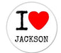 1.25-inch pinback button with “I ♥ JACKSON” text and a red heart on a white circle