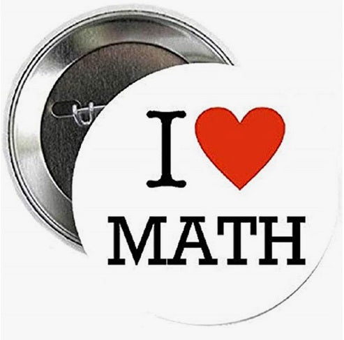 Lot de 100 broches Pinback I Love Math 2,25" Blanc L