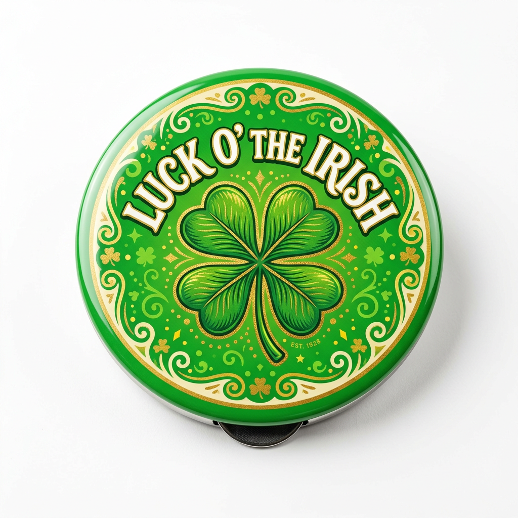 Luck o' The Irish Shamrock Pin Button 2.25-inch