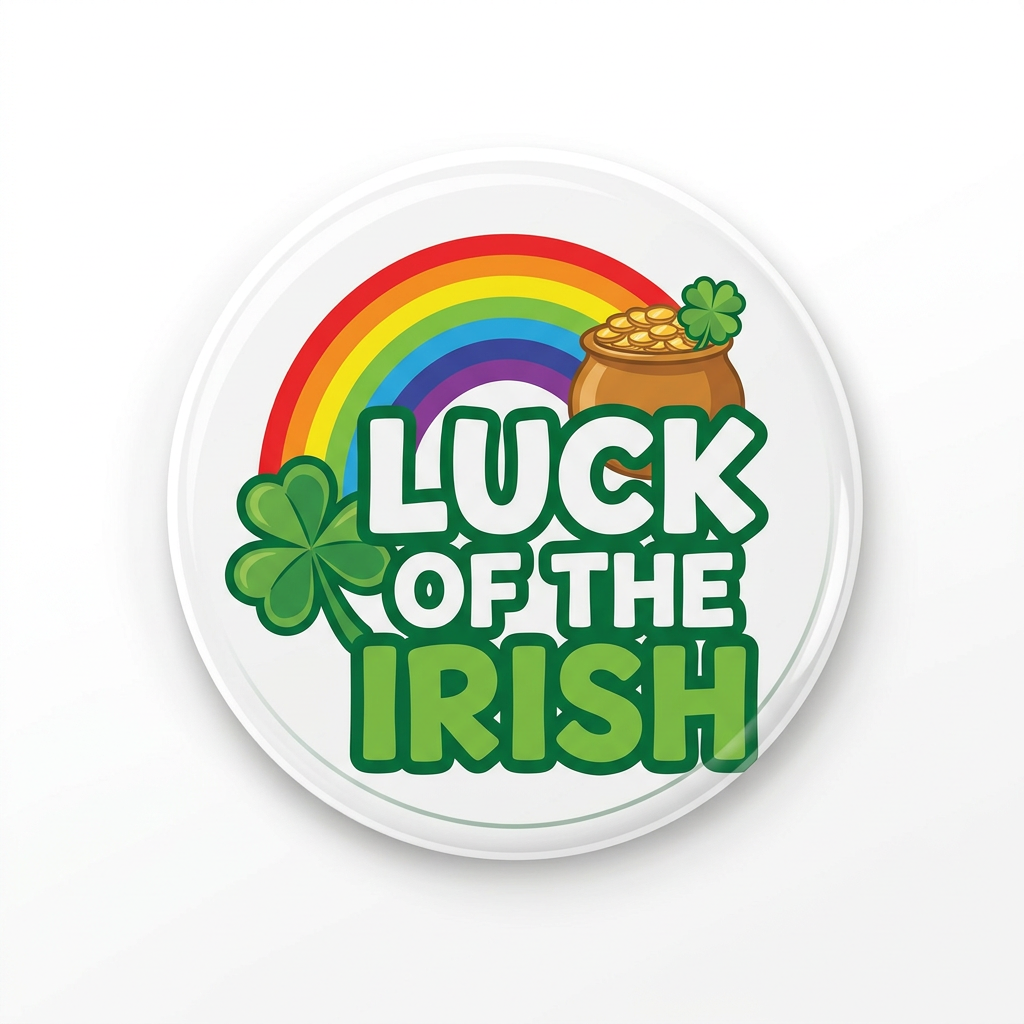 Luck of the Irish Pin Button 2.25-inch