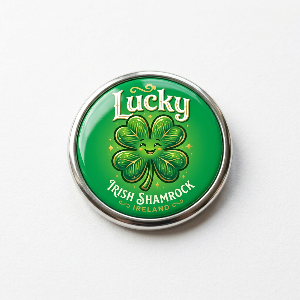 Lucky Irish Shamrock Pin Button 2.25-inch