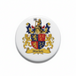 Round Mackey family crest coat of arms pinback with lion and shield design