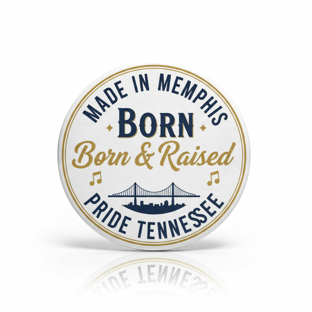 Made in Memphis Born Raised Pride Tennessee Pinback 2.25-inch
