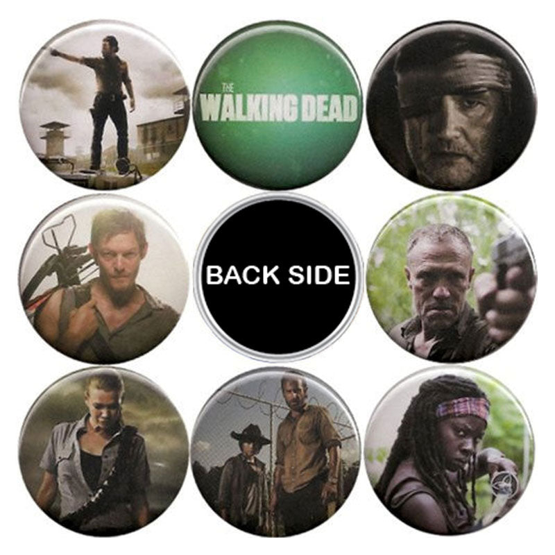 Imanes verdes estilo insignias de The Walking Dead de 1,25" 8 piezas