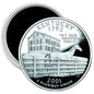 Kentucky quarter coin-style magnet, 2.25-inch, silver-tone with Kentucky text and horse scene