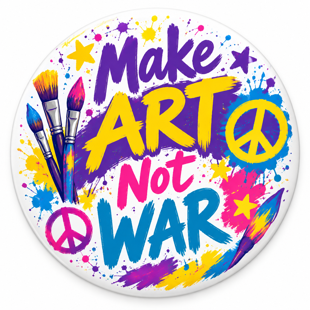 Make Art Not War Pin Button 2.25-inch