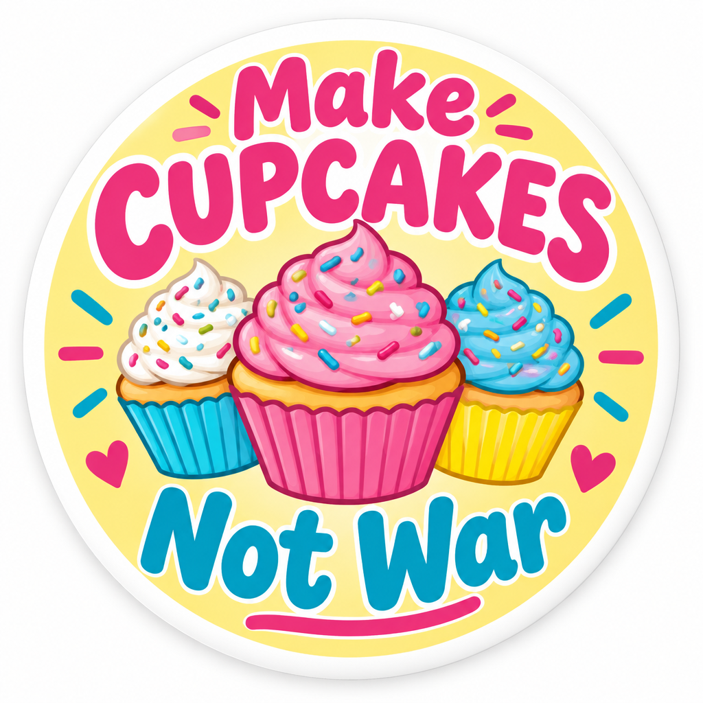 Make Cupcakes not War Pin Button 2.25-inch