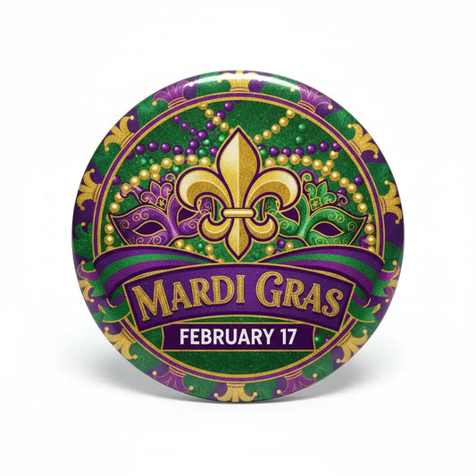 Mardi Gras (February 17) Pinback 2.25-inch