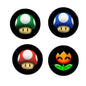 Mario character symbol magnets set (4), 1.25-in circles: green, blue, red, fire