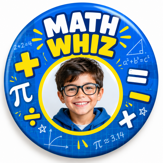 Math Whiz Photo Pin Button 2.25-inch