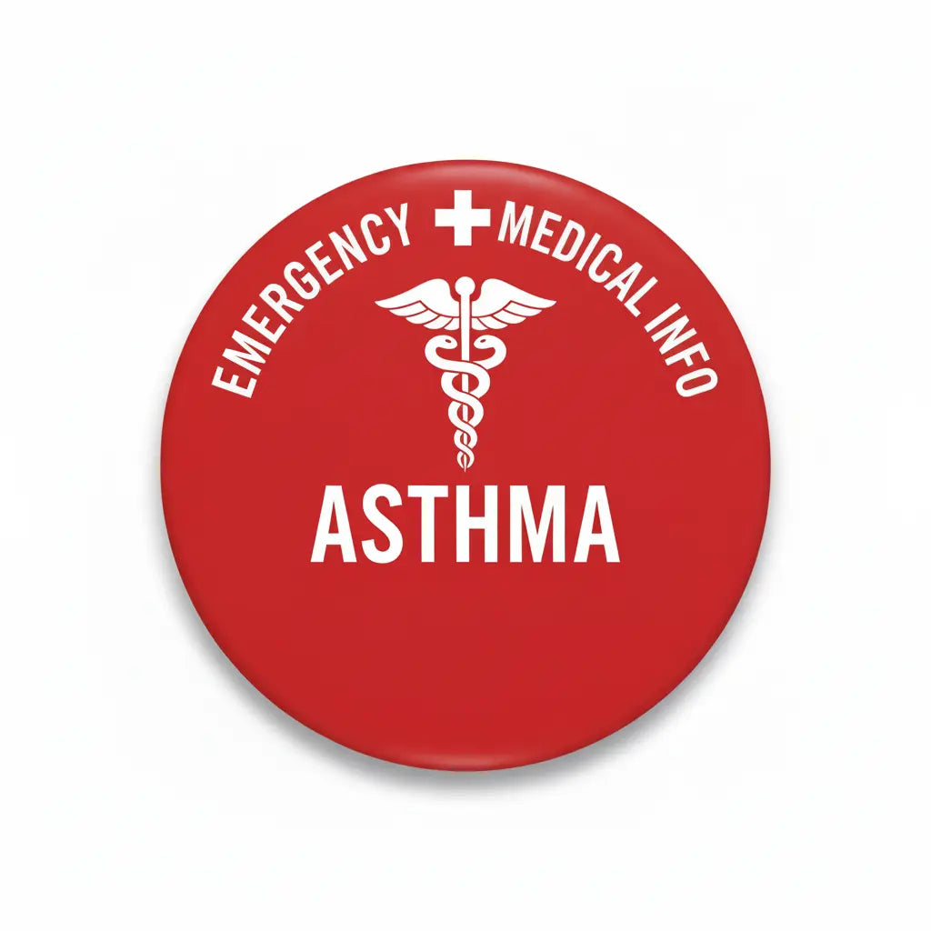 Medical Alert ASTHMA Emergency Health Pinback 2.25-inch - My Pinbacks