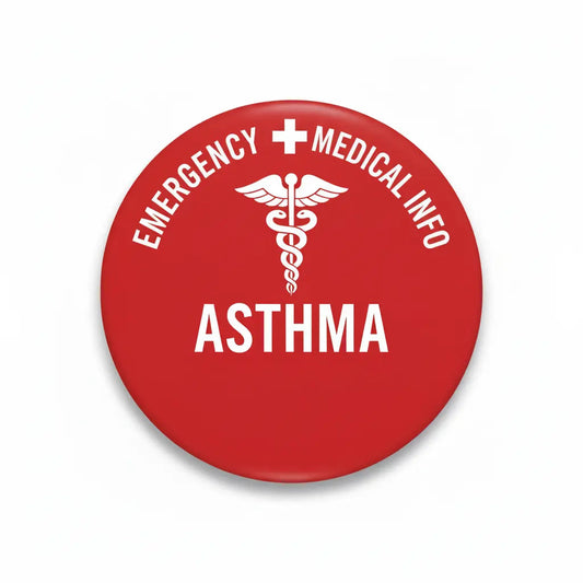 Medical Alert ASTHMA Emergency Health Pin Button 2.25-inch - mypinbacks.com