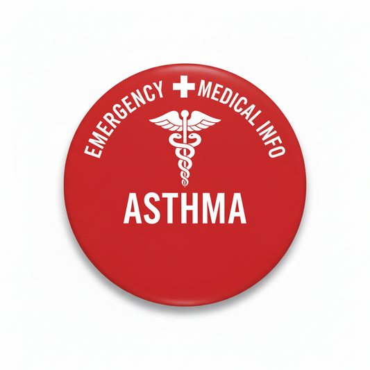 Medical Alert ASTHMA Emergency Health Pinback 2.25-inch