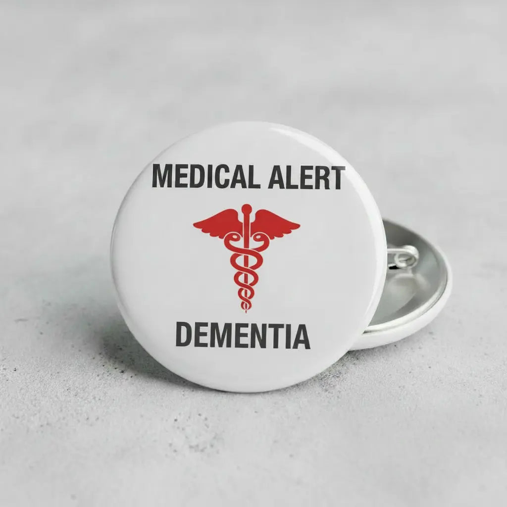Medical Alert Dementia Health Pinback 2.25-inch