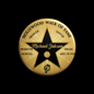 Gold round Hollywood Walk of Fame lapel pin with black star and Michael Jackson text
