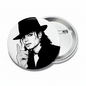 2.25-inch round pinback badge with black-and-white Michael Jackson drawing, silver back
