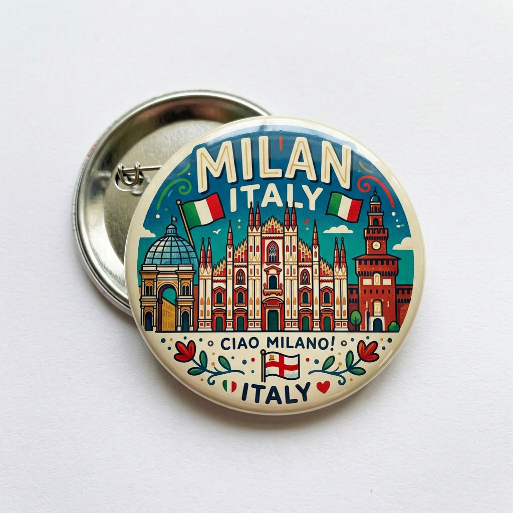 Milan Italy Pin Button 2.25-inch