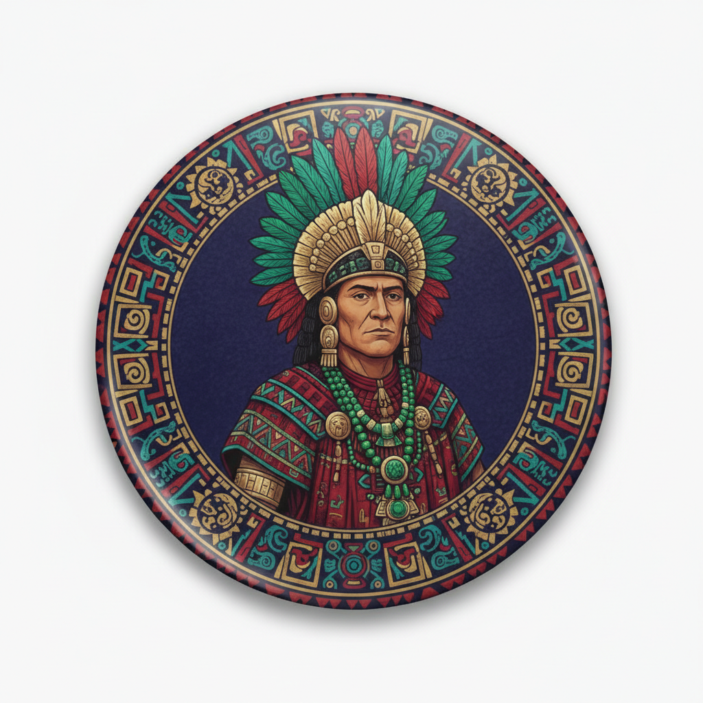 Moctezuma II Aztec Empire Pinback 2.25-inch Mypinbacks.com