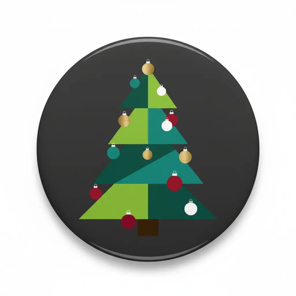 Modern Xmas Tree Button Pinback 2.25-inch