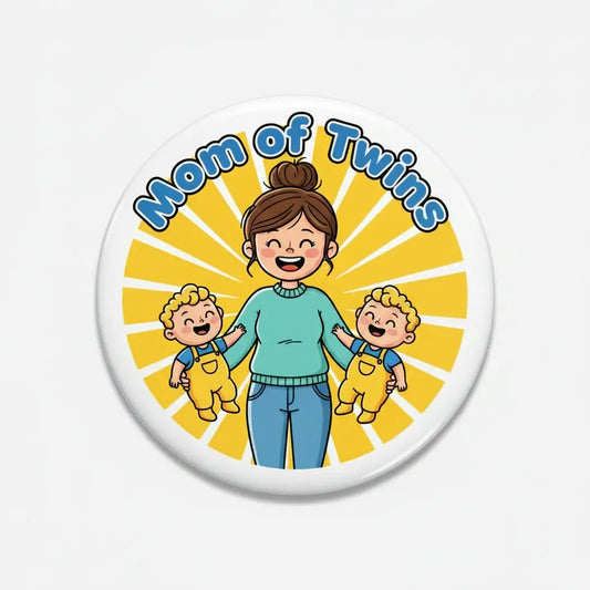 Mom of Twins Pinback 2.25-inch Cartoon - My Pinbacks