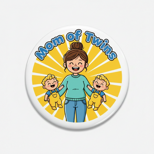 Mom of Twins Pinback 2.25-inch Cartoon