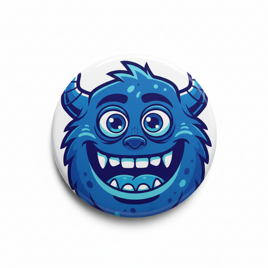 Blue cartoon monster face on a white background
