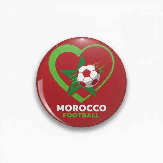 Morocco Football Soccer Love Heart Pinback 2.25-inch - My Pinbacks