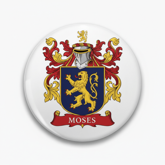 Moses Family Crest Coat of Arms Pinback 3-inch - My Pinbacks