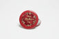 2.25-inch round red Mother's Day pinback badge with floral wreath and 'Happy Mother's Day' text