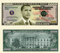 Rectangular mouse pad with 2008 Obama dollar bill design, dark green and beige