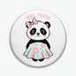 Mrs Panda Bear pinback button, 2.25-inch, white panda with bow and pink dress