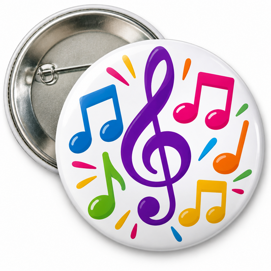 Musical Notes Pin Button 2.25-inch