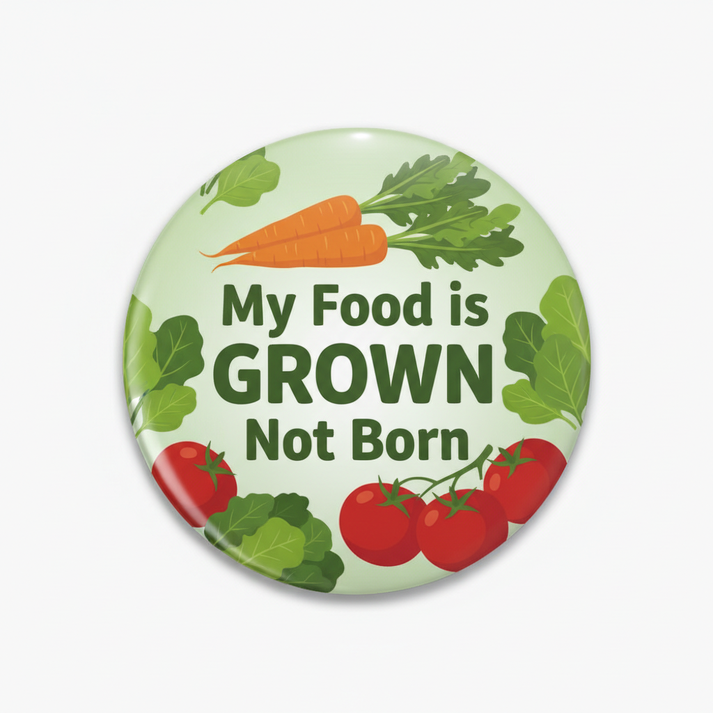 My Food is GROWN Not Born Pinback 2.25-inch