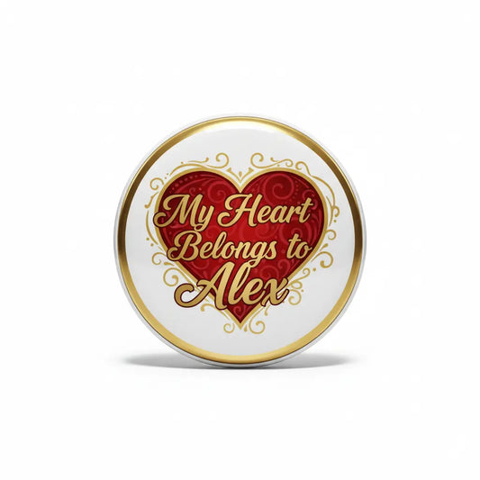 My heart belongs to Alex Pinback 2.25-inch