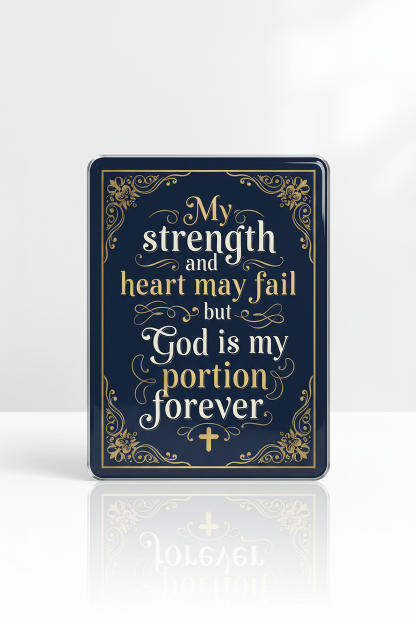 My strength and heart may fail but God is my portion forever Acrylic Fridge Magnetic 3x4-inch