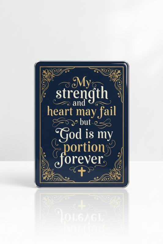 My strength and heart may fail but God is my portion forever Acrylic Fridge Magnetic 3x4-inch