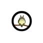 1.25-inch Totoro pinback button with green character inside a black ring