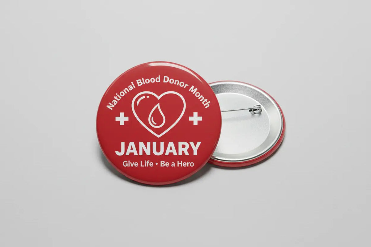 National Blood Donor Month (Jan) Pin Button 2.25-inch - mypinbacks.com