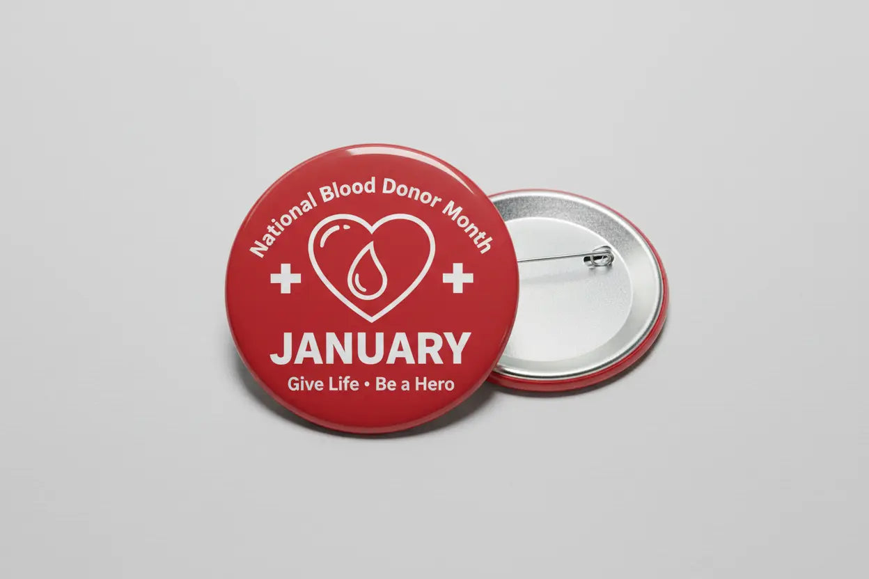National Blood Donor Month (Jan) Pinback 2.25-inch