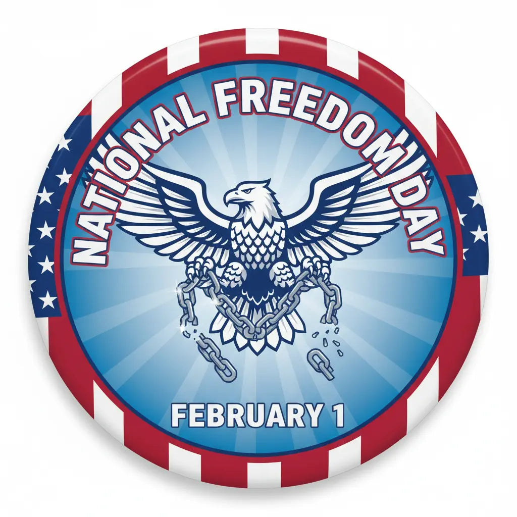 National Freedom Day (February 1) Pin Button 2.25-inch - mypinbacks.com
