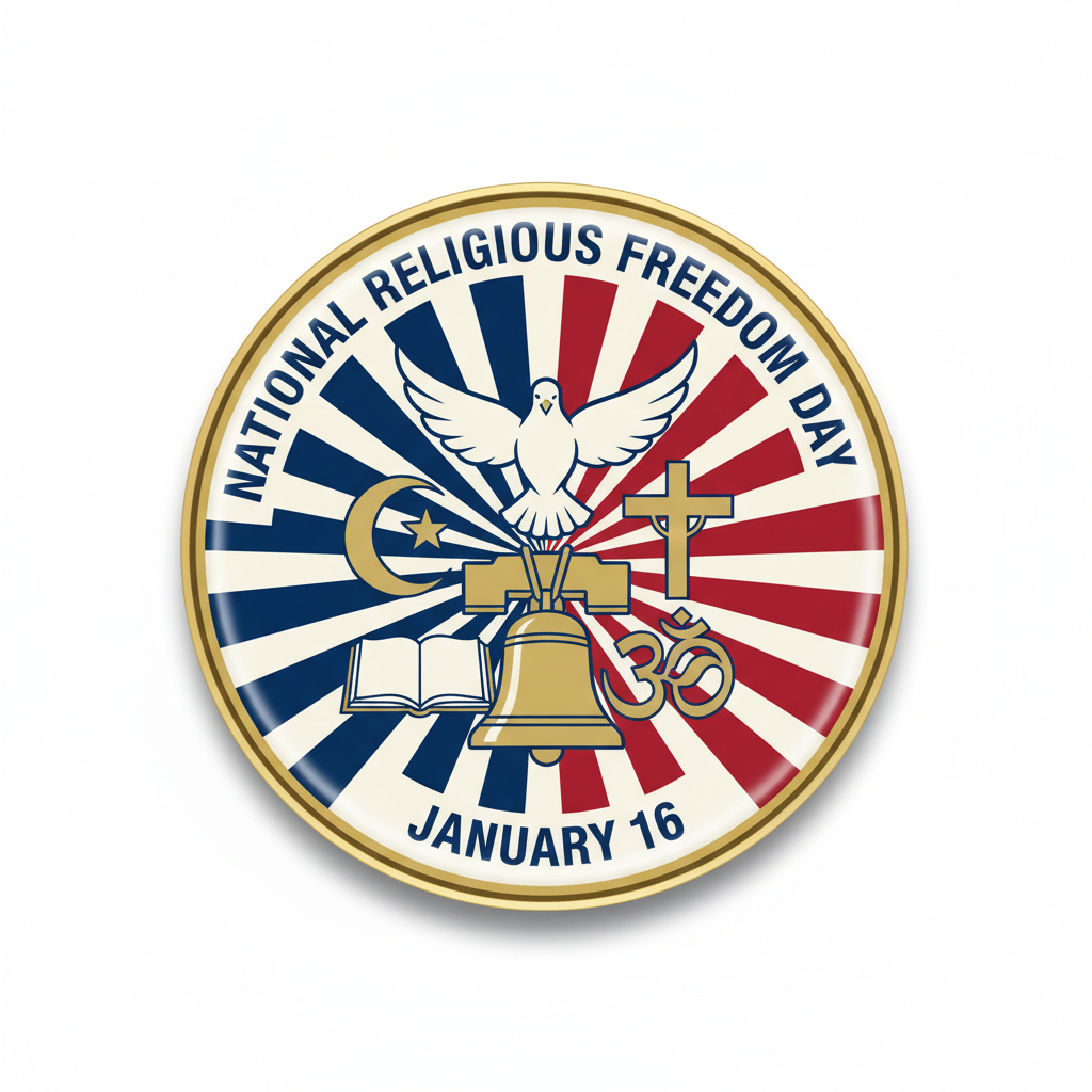 National Religious Freedom Day (Jan 16) Pinback 2.25-inch