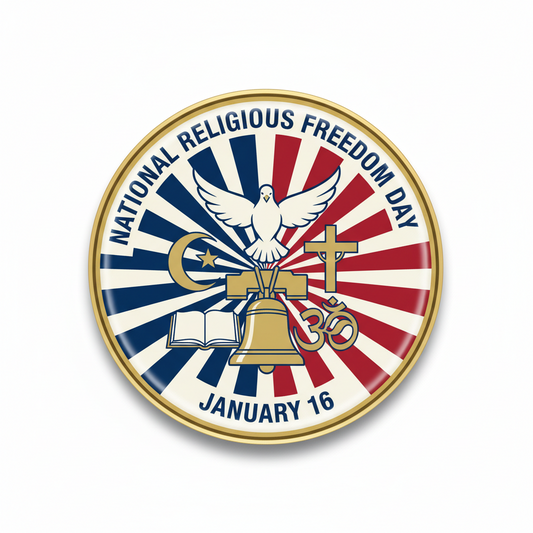 National Religious Freedom Day (Jan 16) Pinback 2.25-inch