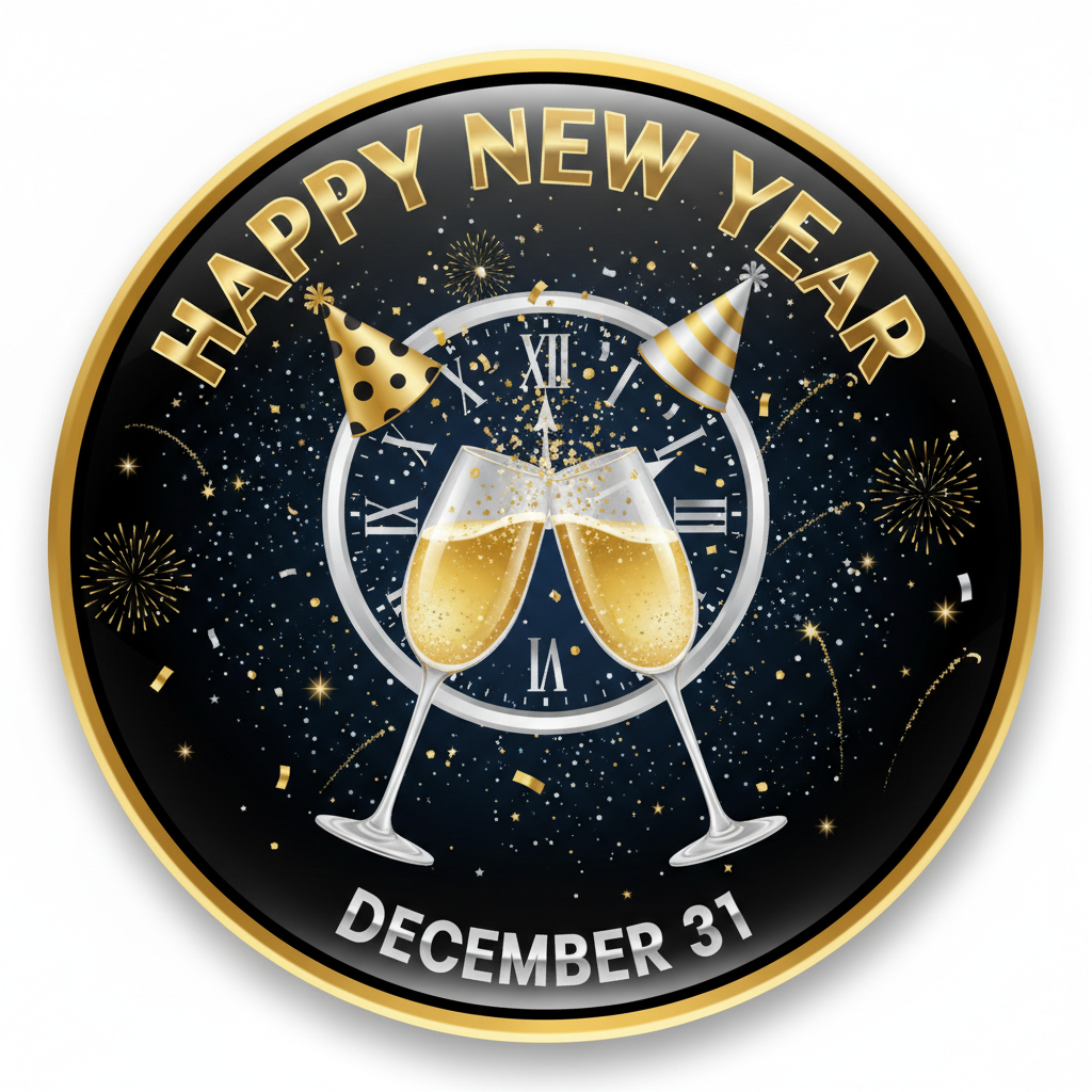New Years Eve (December 31) Pinback 2.25-inch