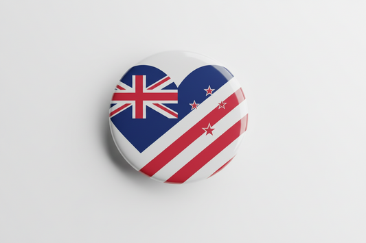 New Zealand Football Soccer Love Heart Pinback 2.25-inch