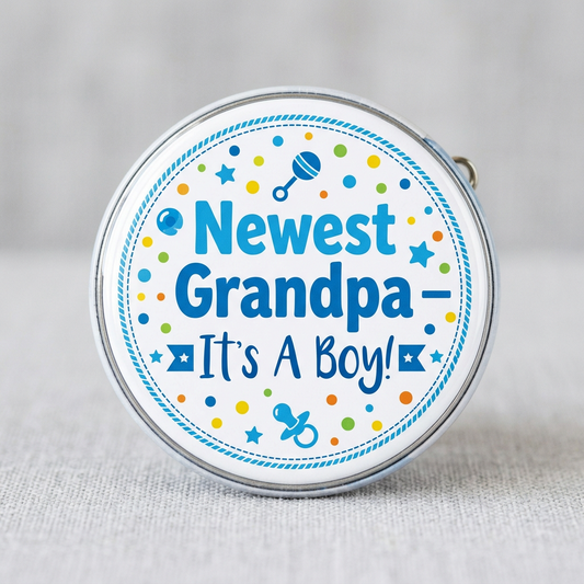 Family Reunion Newest Grandpa It's A Boy! Pin Button 2.25-inch