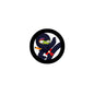 2.25-inch round ninja Halloween pin with cartoon undead-hunting character