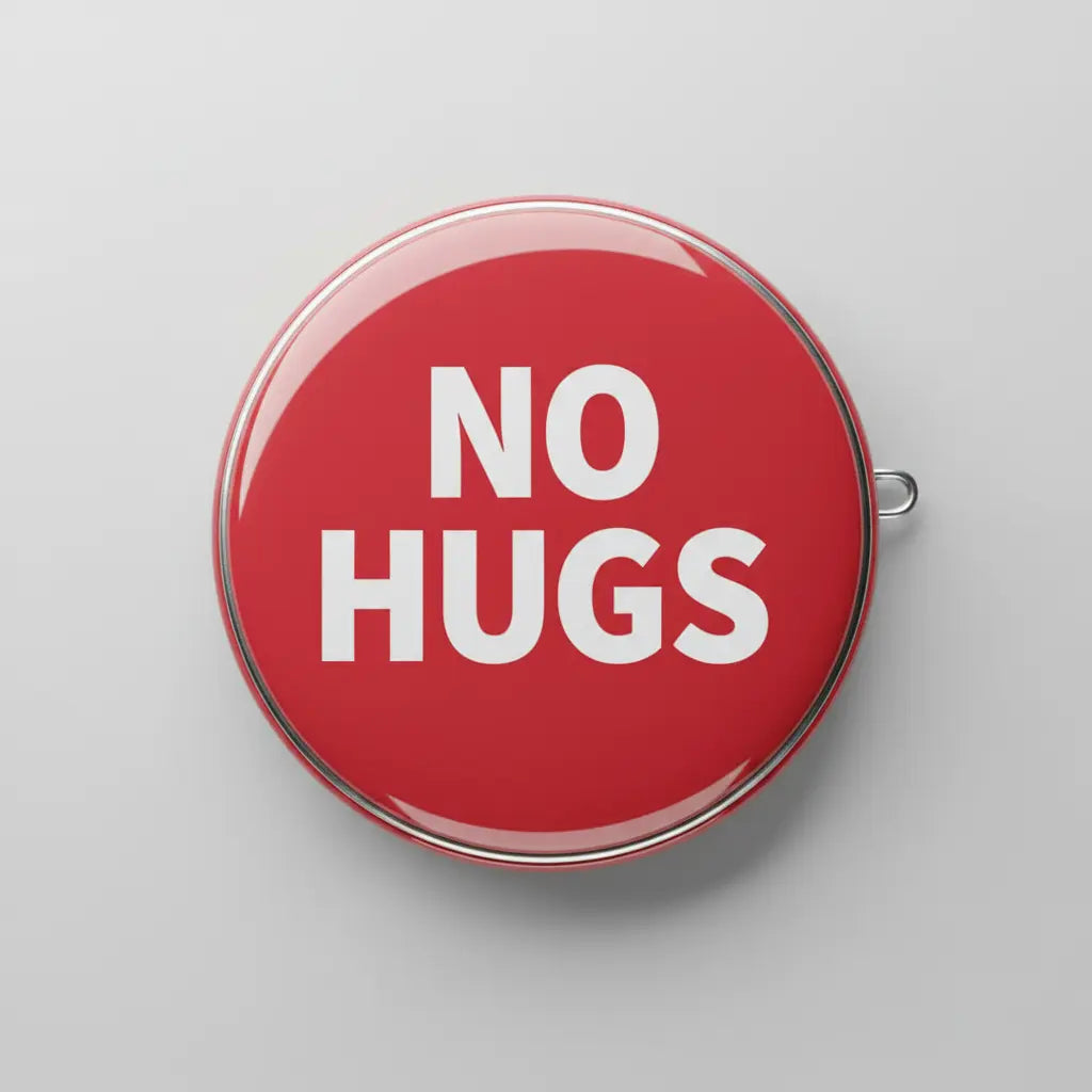 No Hugs Pin Button 2.25-inch - mypinbacks.com