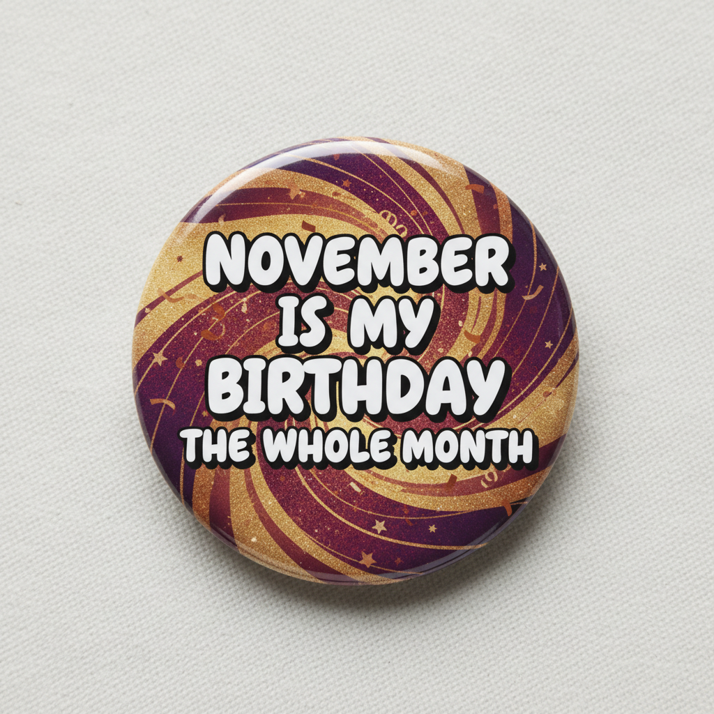 November Is My Birthday The Whole Month November B Pinback 2.25-inch